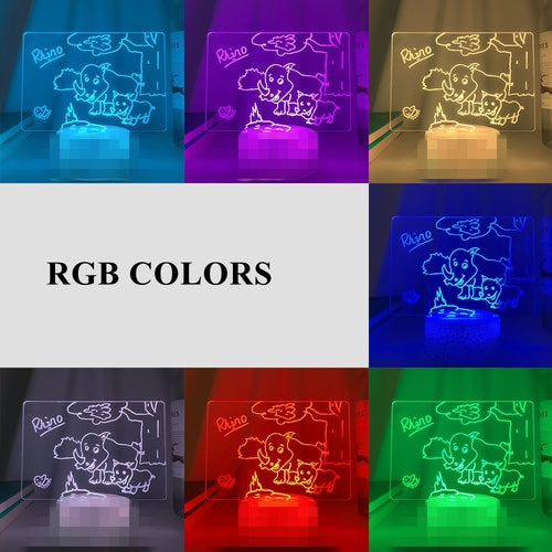Wooden LED Night Light with Acrylic Message Board – USB Desk Lamp for Girl Bedroom Decor