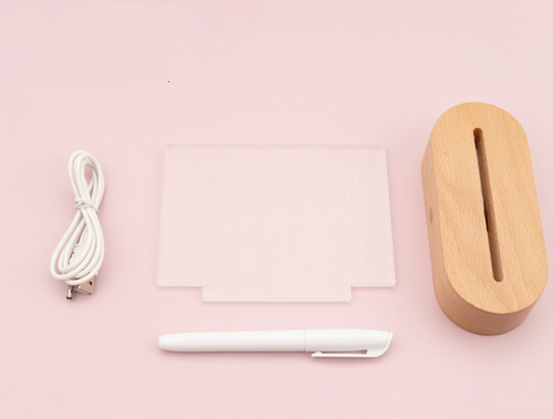 Wooden LED Night Light with Acrylic Message Board – USB Desk Lamp for Girl Bedroom Decor